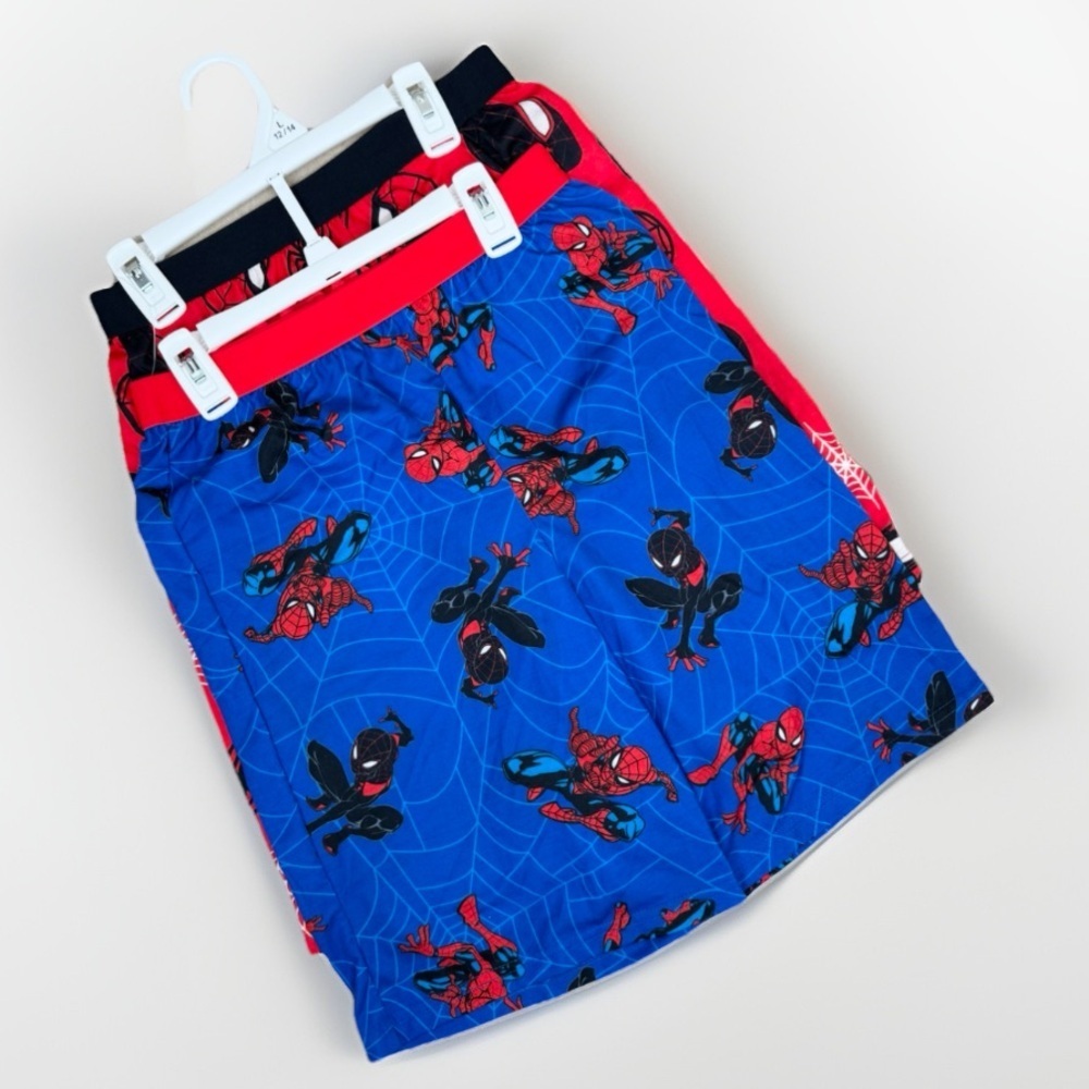 Marvel Spider-Man Shorts Pack of 2 lounge bottoms Red and Blue Size L 12/14 boys